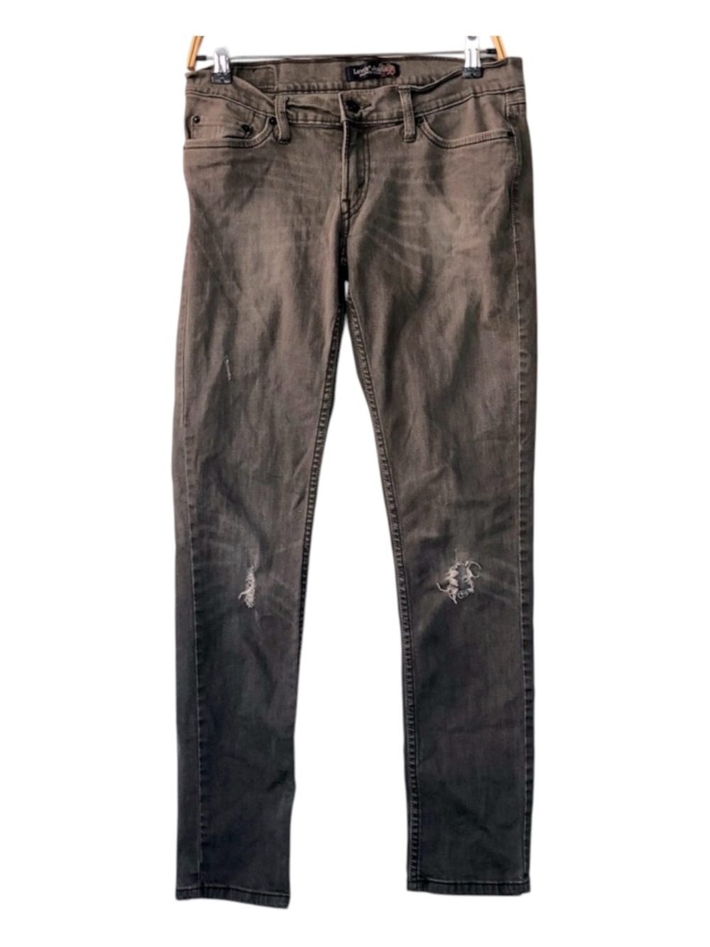 Levi's Grey Straight Leg Distressed Jeans Size 7 Medium Stretch